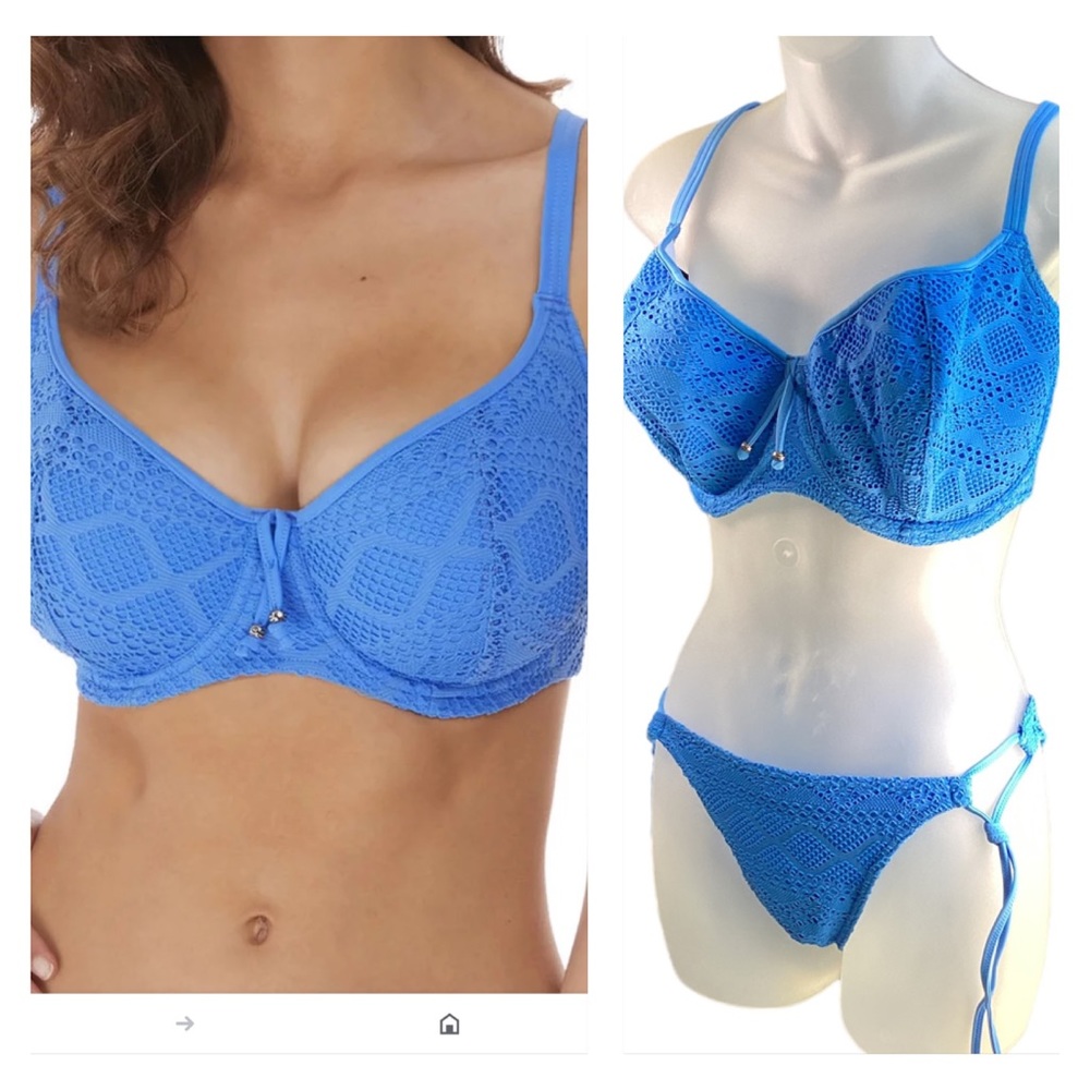 Freya Sundance Blue Crochet Bikini Top. B12